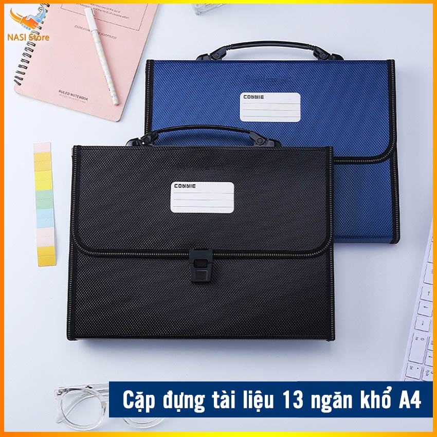 Cặp đựng tài liệu TL1003 NASI Store nhiều ngăn khổ A4 13 ngăn phân trang tập file túi đựng lưu trữ hồ sơ dày cao cấp