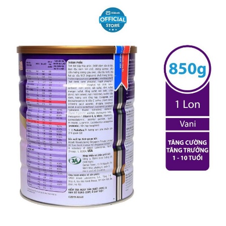 Sữa bột Pediasure 850g hương vani