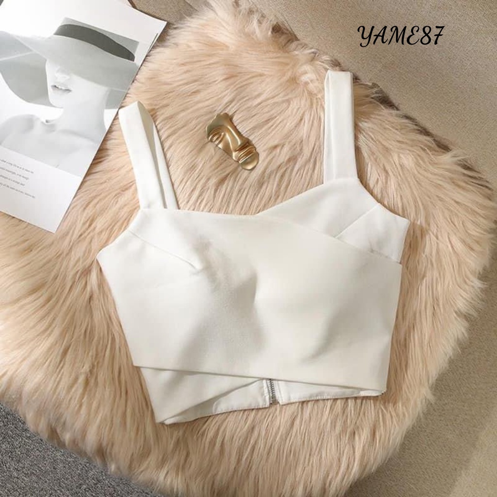 Áo bara áo cropyop 2 dây bản to co giãn 4 chiều  có mút ngực giúp nâng đẩy vòng một phù hợp đi chơi dạo phố