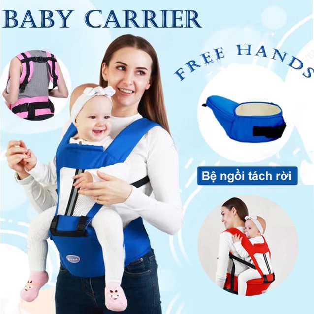 Đai Địu Em Bé Đa Năng Gọn Nhẹ Hàng Chất Lượng Cao, Đai Địu Em Bé Đi Xe Máy, Có Bệ Ngồi, Vải Mềm Mịn Thoáng Mát