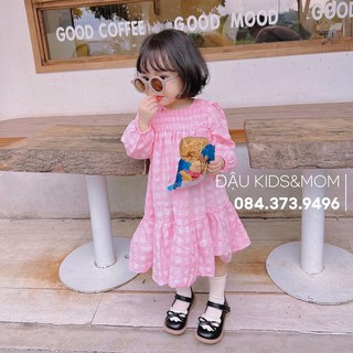 Váy hồng nhún ngực bánh bèo diện hè - Đậu Kids&Mom