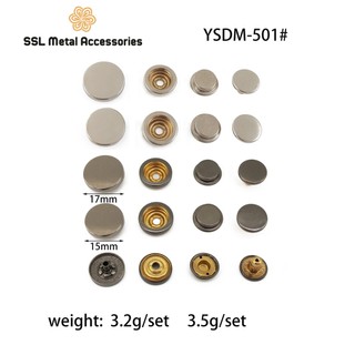 Set 10 bộ Nút bấm cao cấp dùng cho áo quần, mũ nón, túi xách thời trang - Alloy snap button YSDM-501#