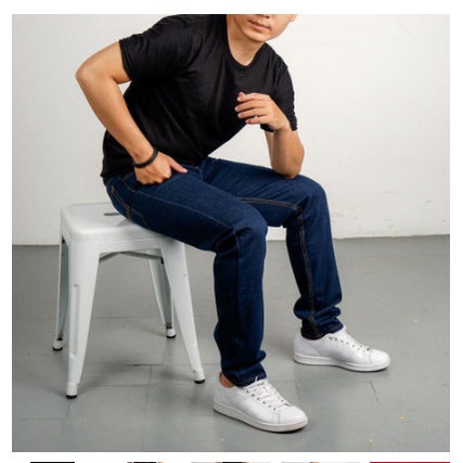 Quần jean nam MĐ Q61 xanh form rộng ống suông thời trang