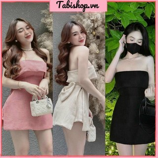SÉT ÁO CÚP NGỰC ĐÍNH NƠ CÓ MÚT LINEN THIẾT KẾ KHÔNG TAY SEXY SANG TRỌNG