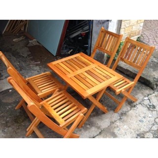 Bàn ghế gỗ cafe mini gấp gọn
