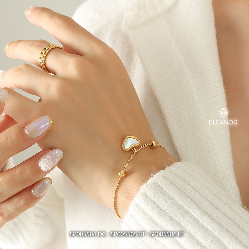 Dây chuyền bông tai lắc tay titan nữ Eleanor Accessories bộ trang sức mặt hình tim phụ kiện trang sức 5504