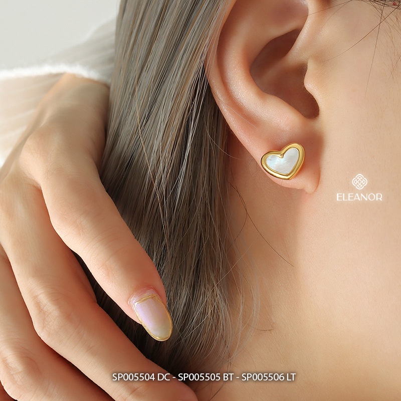 Dây chuyền bông tai lắc tay titan nữ Eleanor Accessories bộ trang sức mặt hình tim phụ kiện trang sức 5504