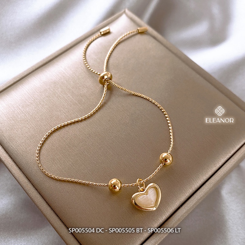 Dây chuyền bông tai lắc tay titan nữ Eleanor Accessories bộ trang sức mặt hình tim phụ kiện trang sức 5504