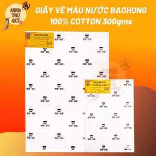 Giấy vẽ màu nước baohong 100% cotton 300gms khổ a0,a1,a2,a3