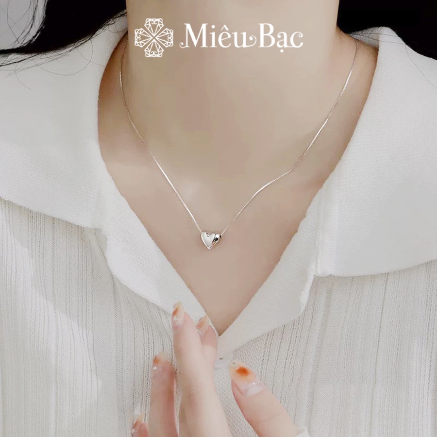 Dây chuyền bạc nữ Miêu Bạc vòng cổ tim phồng chất liệu bạc 925 thời trang phụ kiện trang sức nữ D400489