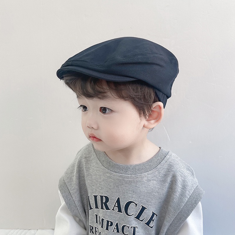 Mũ nồi beret cho bé - Mũ nón mỏ vịt chất vải kaki mềm thêu cho bé 2-4 tuổi MU15