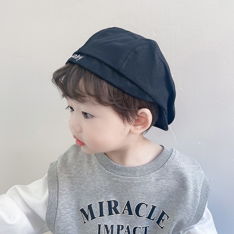 Mũ nồi beret cho bé - Mũ nón mỏ vịt chất vải kaki mềm thêu cho bé 2-4 tuổi MU15