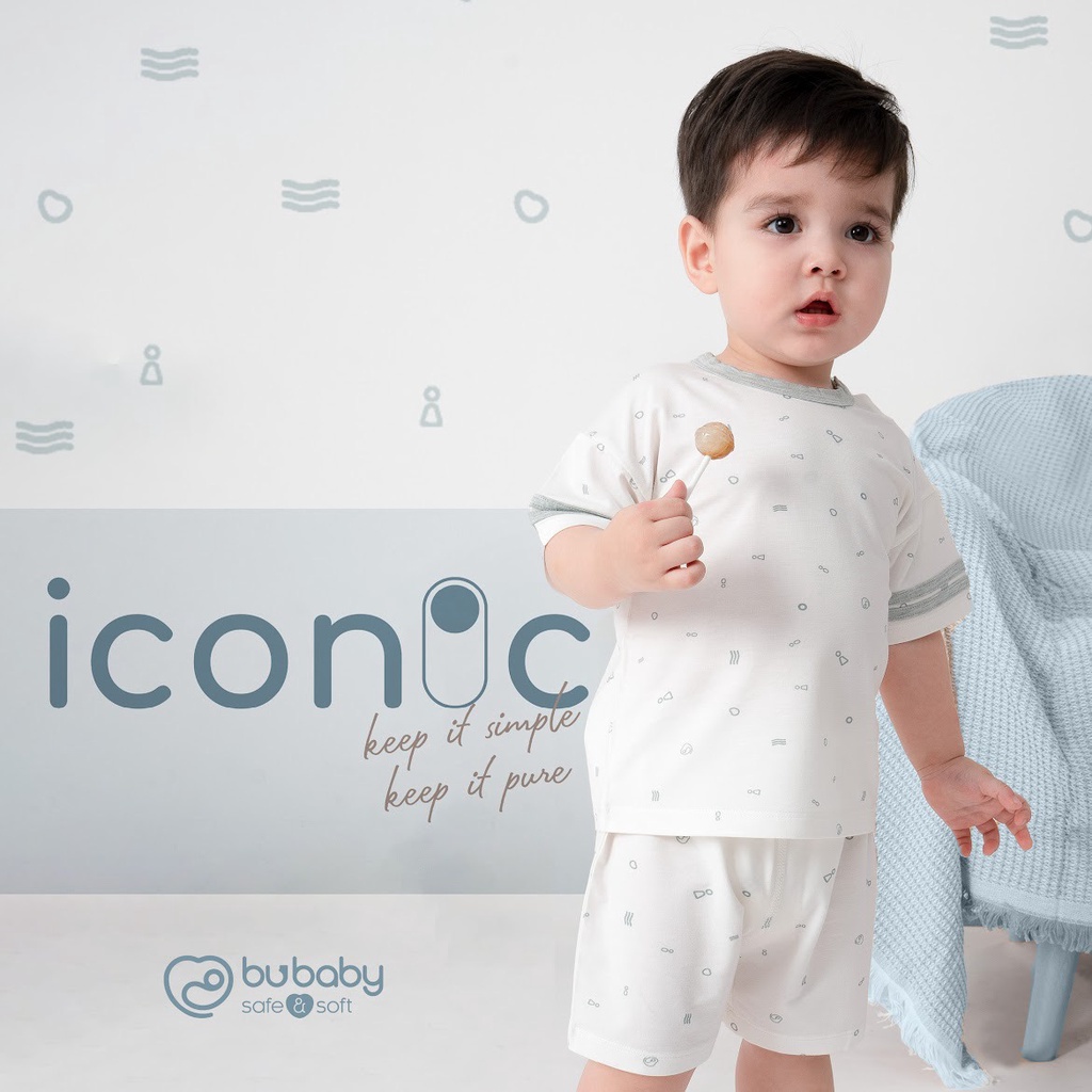 Bu baby - Bộ ngắn tay cài vai phối tay Bambus Signature BBB130108