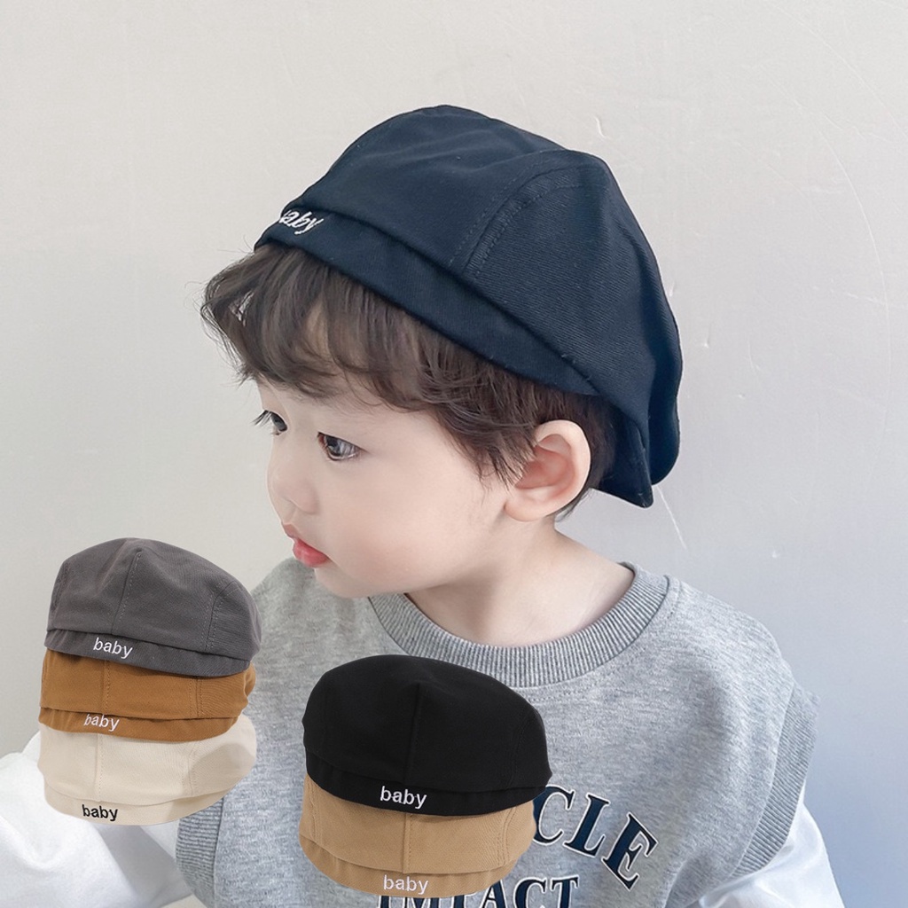Mũ nồi beret cho bé - Mũ nón mỏ vịt chất vải kaki mềm thêu cho bé 2-4 tuổi MU15