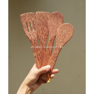 Bộ tứ chiên xào - vá sạn gỗ dừa