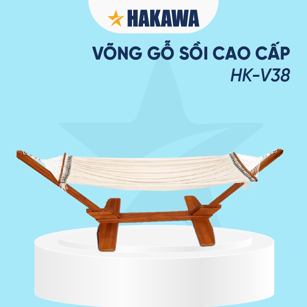 Võng Gỗ Sồi Tự Nhiên Phong Cách Hoàng Gia HAKAWA HK-V38 - Lưới trắng hoặc xanh