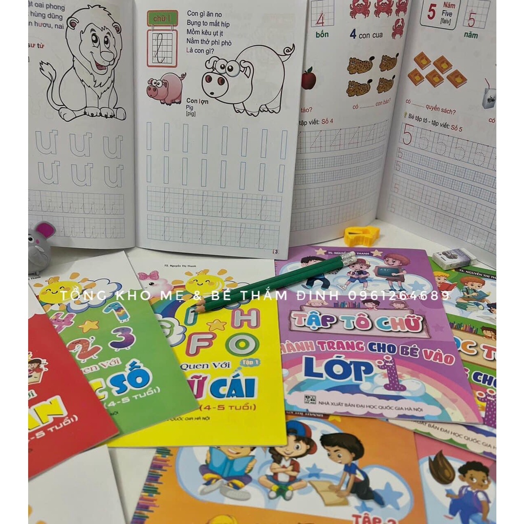 Set 10 quyển tập tô nét, tô chữ, tô số hành trang cho bé vào lớp 1
