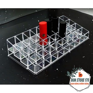 Khay đựng mỹ phẩm trong suốt với thiết kế nhiều ô tiện lợi, Khay đựng son giúp bạn rút gọn thời gian tìm kiếm