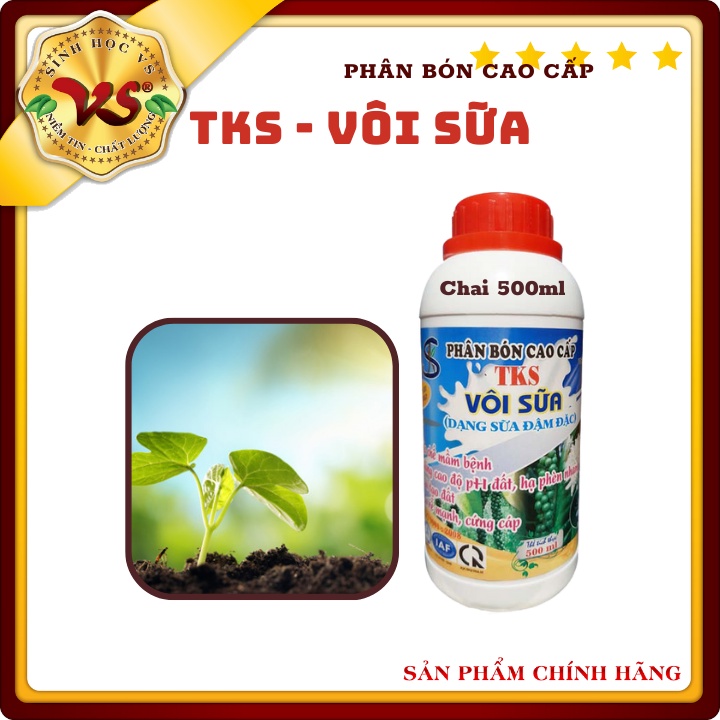 Nâng pH, Hạ Phèn, Diệt Khuẩn, Rửa Vườn - TKS VÔI SỮA - Chai 500ml - phân bón cao cấp