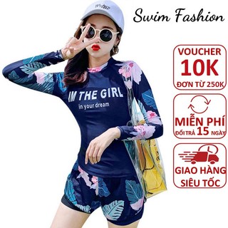 Bộ đồ bơi nữ áo tắm dài tay quần short cực xinh BK-346s