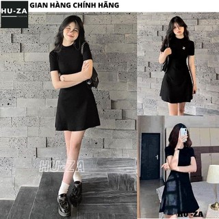 Đầm Nữ Cổ Tròn Chất Thun - Váy Thiết Kế Ôm Dáng Sexy Gấu Xòe Nhẹ Phong Cách Tiểu Thư Đơn Giản Ullzang - HUZA V97