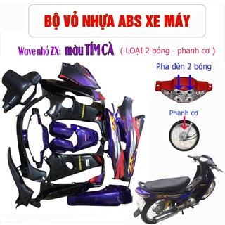 Bộ dàn áo nhựa nguyên sinh ABS xe Wave ZX, Wave Anpha, Wave Thái - 2 Bóng- Phanh Cơ - đời 1997 đến 2006 - A2104