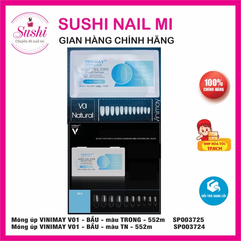 Móng up Vinimay chính hãng đủ form vuông thang bầu nhọn  - Sushi nail mi