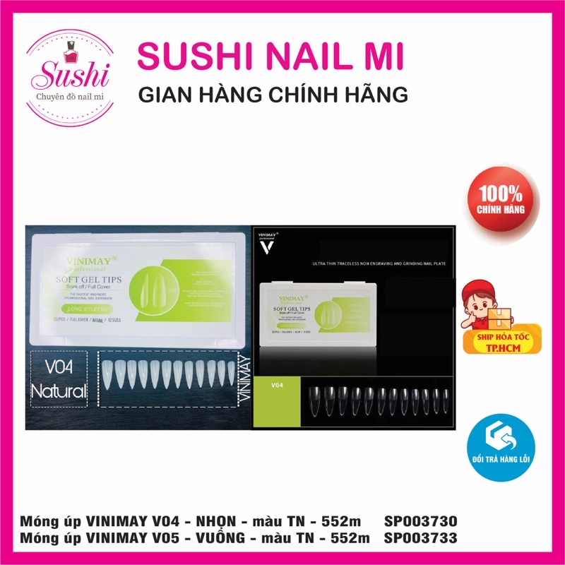 Móng up Vinimay chính hãng đủ form vuông thang bầu nhọn  - Sushi nail mi