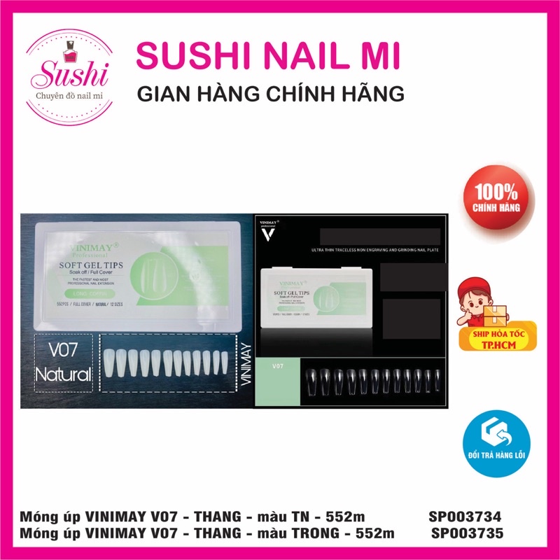 Móng up Vinimay chính hãng đủ form vuông thang bầu nhọn  - Sushi nail mi
