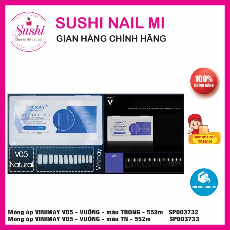 Móng up Vinimay chính hãng đủ form vuông thang bầu nhọn  - Sushi nail mi
