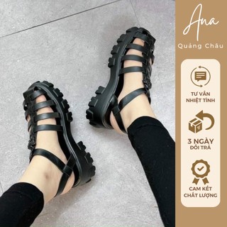Sandal giọ nữ quai cài đế dày chống trơn trượt hai màu đen trắng thời trang cá tính ana quảng châu