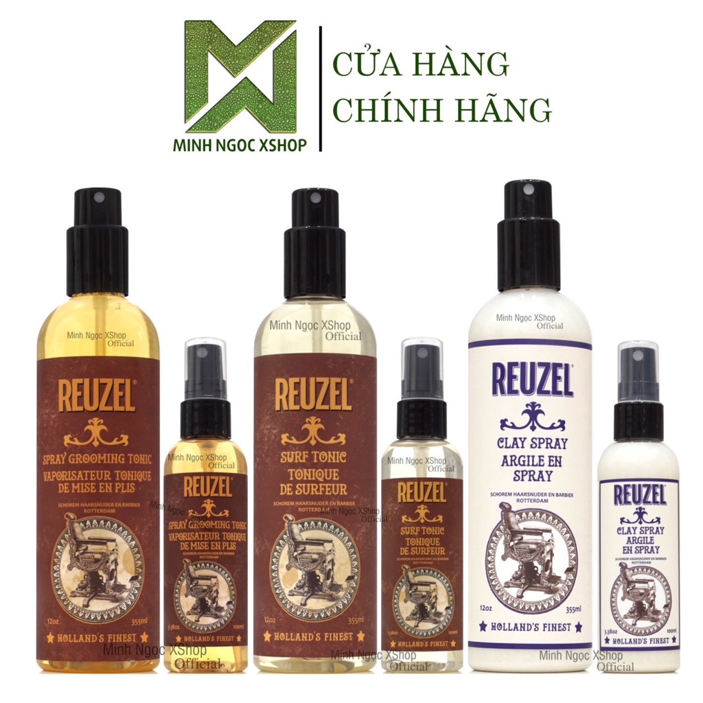 Xịt sấy khô tạo phồng Reuzel Grooming Tonic , Surf Tonic, Clay Spray 100ML - 355ML chính hãng