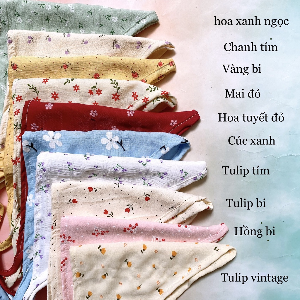 Khăn tam giác băng đô bandana hoa vải đẹp làm turban TÍM STORE phụ kiện cột tóc dễ thương