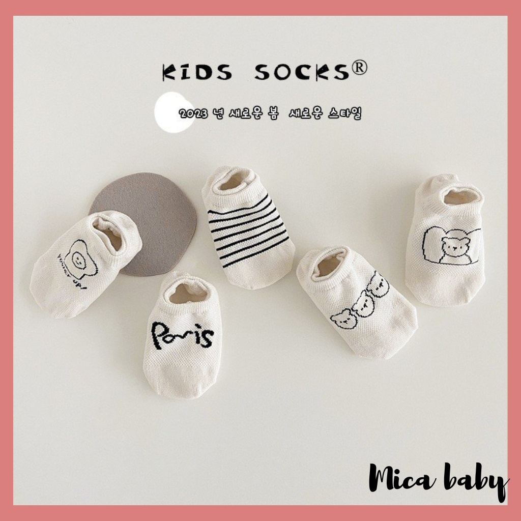 Set 5 đôi tất lưới điều hòa cotton cổ thấp Kid's Socks mềm mại thoáng khí cho bé từ 1 - 5 tuổi T42 Mica baby