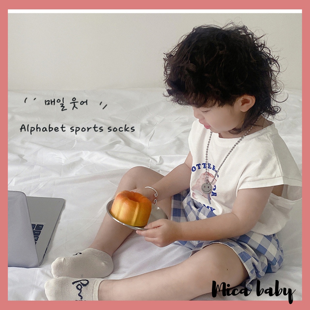 Set 5 đôi tất lưới điều hòa cotton cổ thấp Kid's Socks mềm mại thoáng khí cho bé từ 1 - 5 tuổi T42 Mica baby