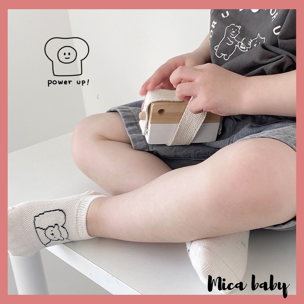Set 5 đôi tất lưới điều hòa cotton cổ thấp Kid's Socks mềm mại thoáng khí cho bé từ 1 - 5 tuổi T42 Mica baby