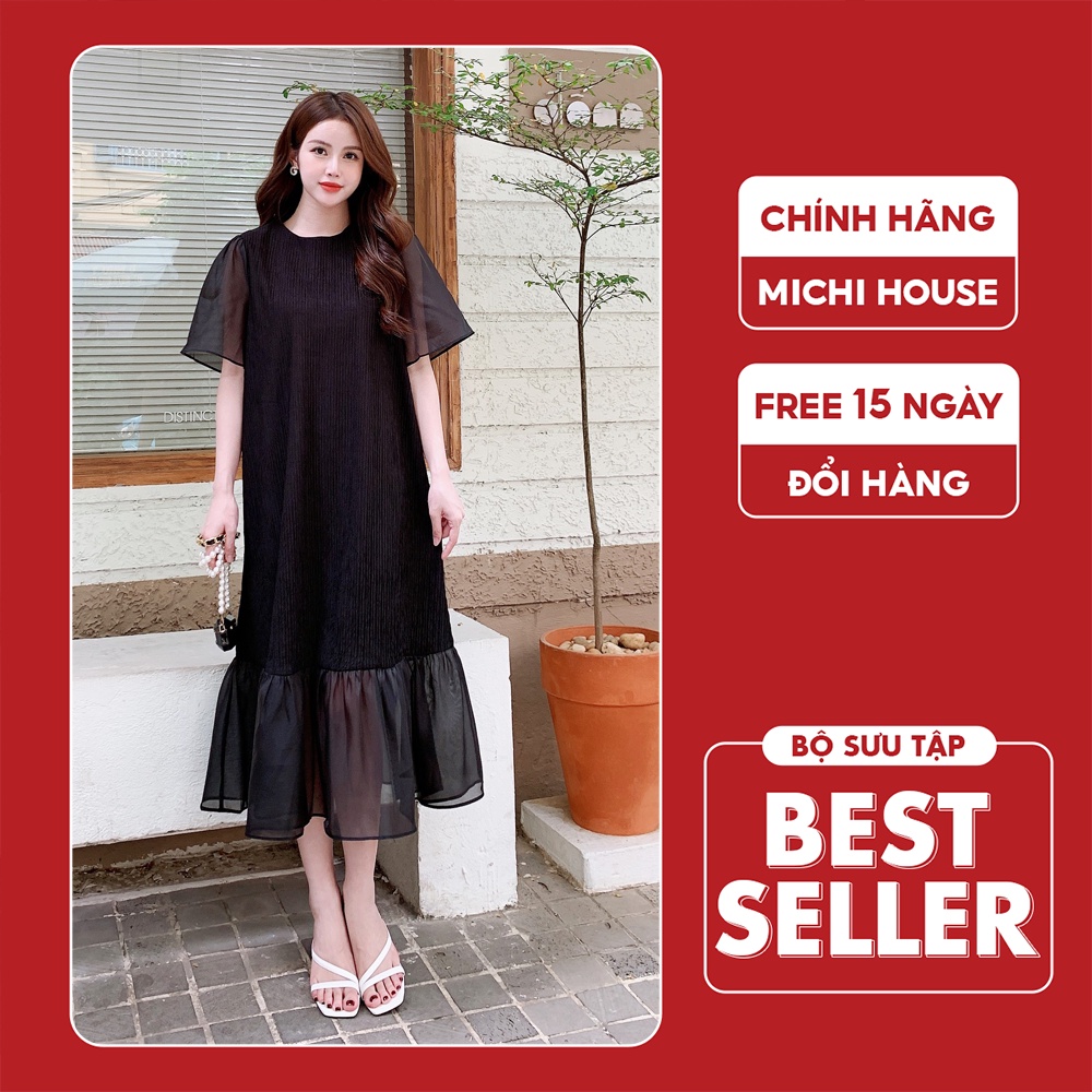 Đầm Maxi Đi Biển Dáng Suông Michi House Váy Xuông Đuôi Cá Dáng Dài Qua Gối Vintage Phong Cách Hàn Quốc Freesize V482