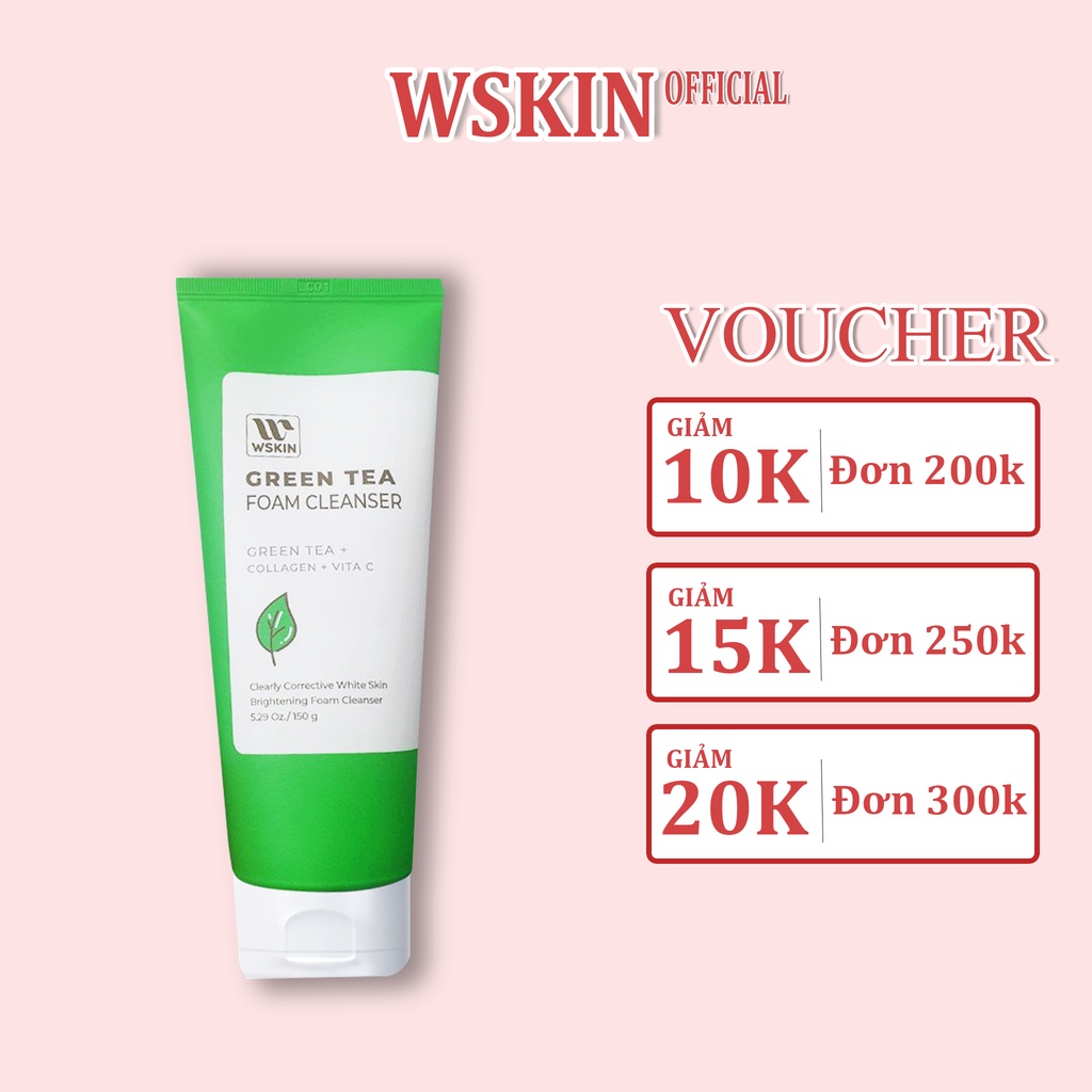 Sữa rửa mặt trà xanh WSKIN Green Tea Foam Cleanser