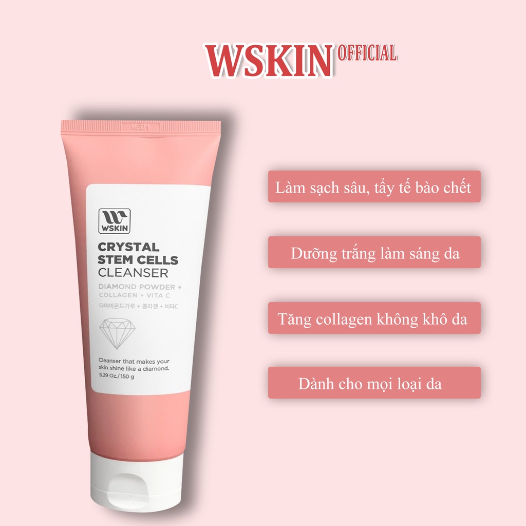 Sữa rửa mặt tế bào gốc cao cấp Wskin Crystal Stem Cells Cleansing Foam
