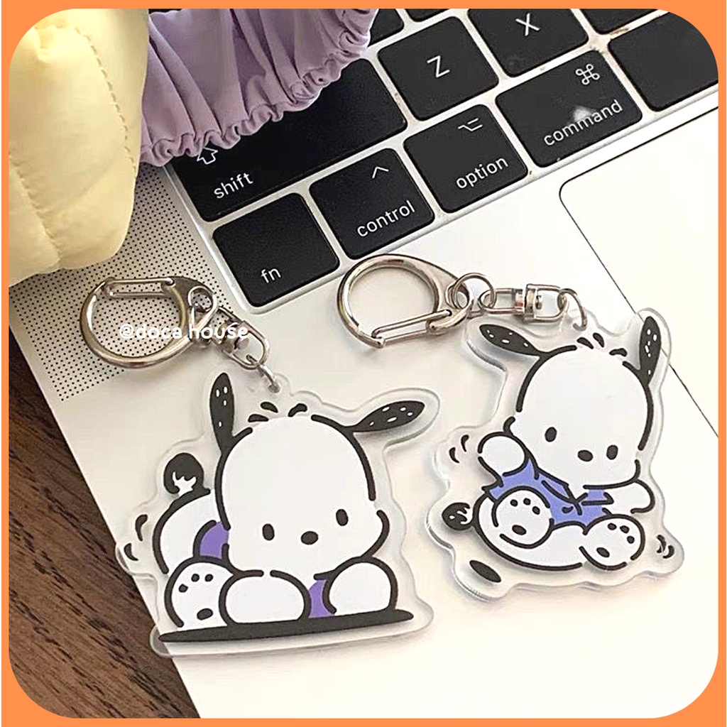 Móc Khóa Acrylic Nhựa Trong Hình Cún Pochacco Dễ Thương Phụ Kiện Cài Balo Đồ Dùng