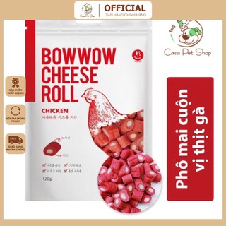 Snack bánh thưởng cho chó Bow Wow vị thịt gà - phô mai cuộn - Bow Wow Cheese Roll Chicken - 120g