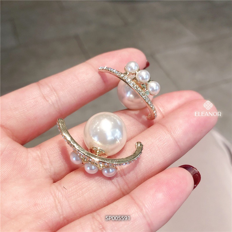 Bông tai nữ chuôi bạc 925 Eleanor Accessories ngọc trai nhân tạo đính đá phụ kiện trang sức 5591