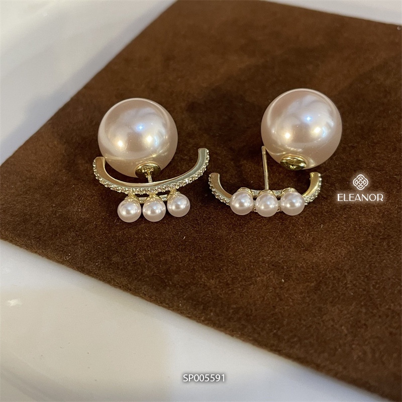 Bông tai nữ chuôi bạc 925 Eleanor Accessories ngọc trai nhân tạo đính đá phụ kiện trang sức 5591
