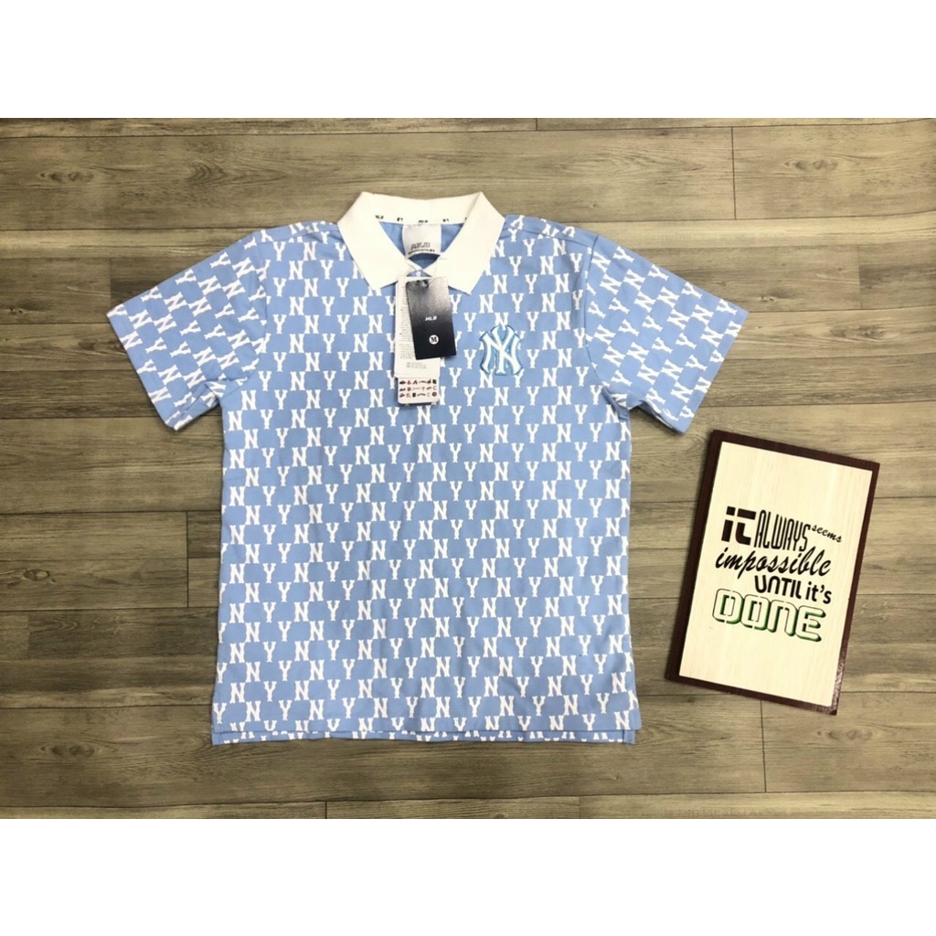 ÁO THUN CỔ BẺ POLO MLB MONOGRAM FULL NY,ÁO POLO NAM NỮ CAO CẤP COTTON ĐANH