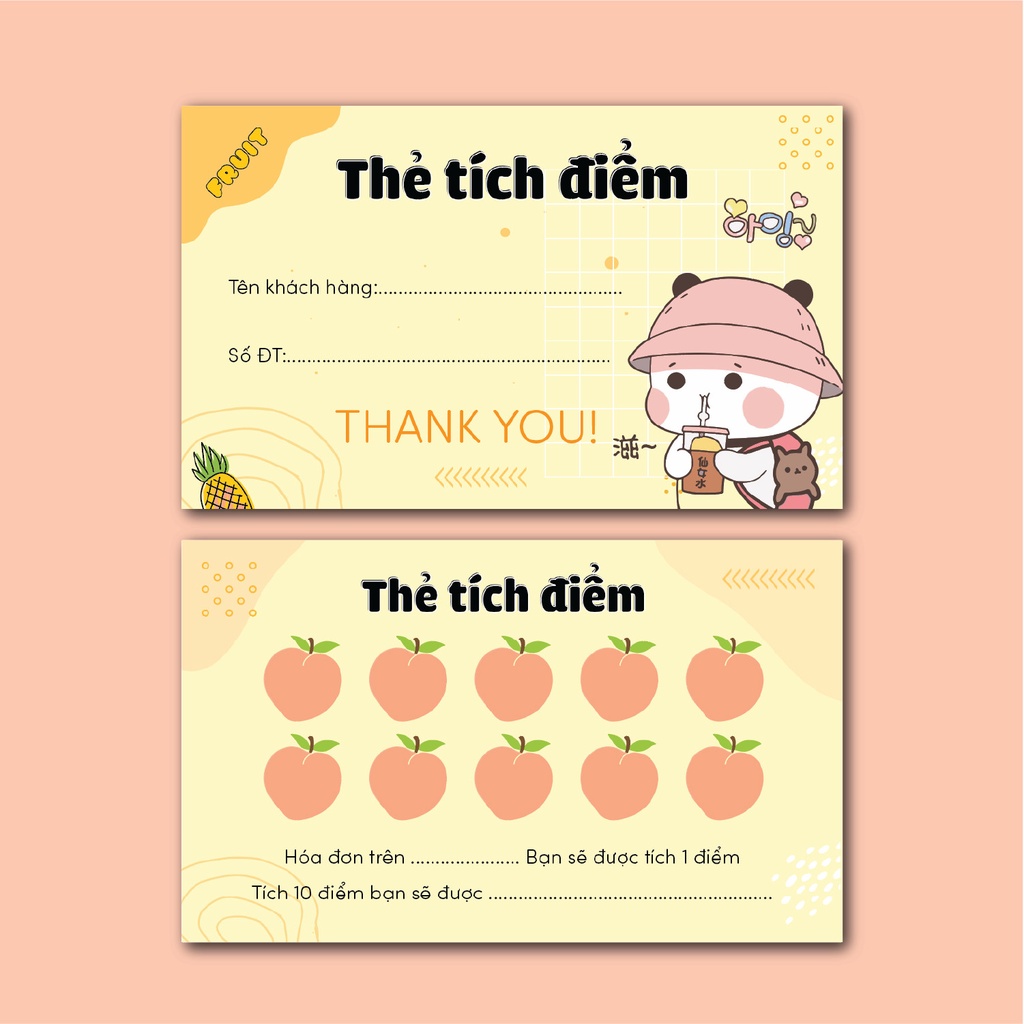 THẺ TÍCH ĐIỂM TRÀ SỮA - CARD TÍCH ĐIỂM COFFEE- PHIẾU TÍCH ĐIỂM GIẢI KHÁT