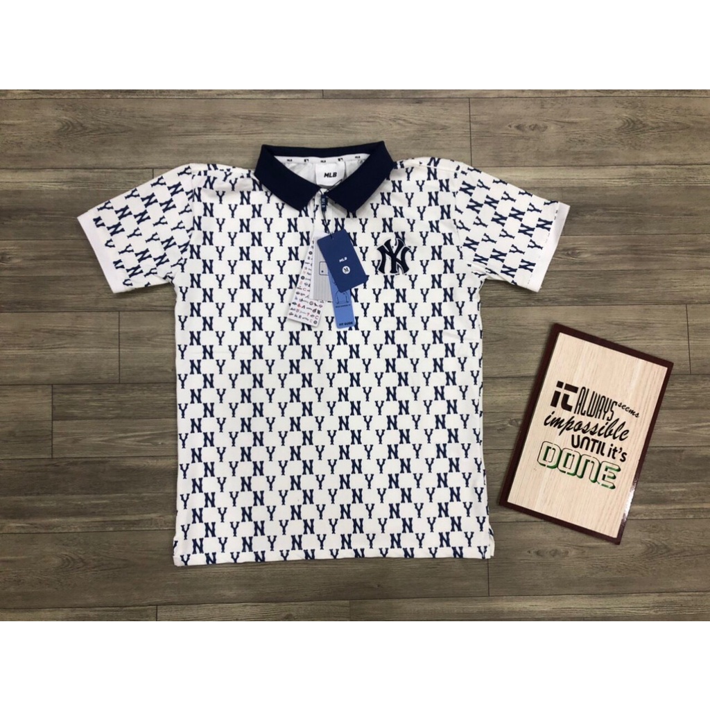 ÁO THUN CỔ BẺ POLO MLB MONOGRAM FULL NY,ÁO POLO NAM NỮ CAO CẤP COTTON ĐANH
