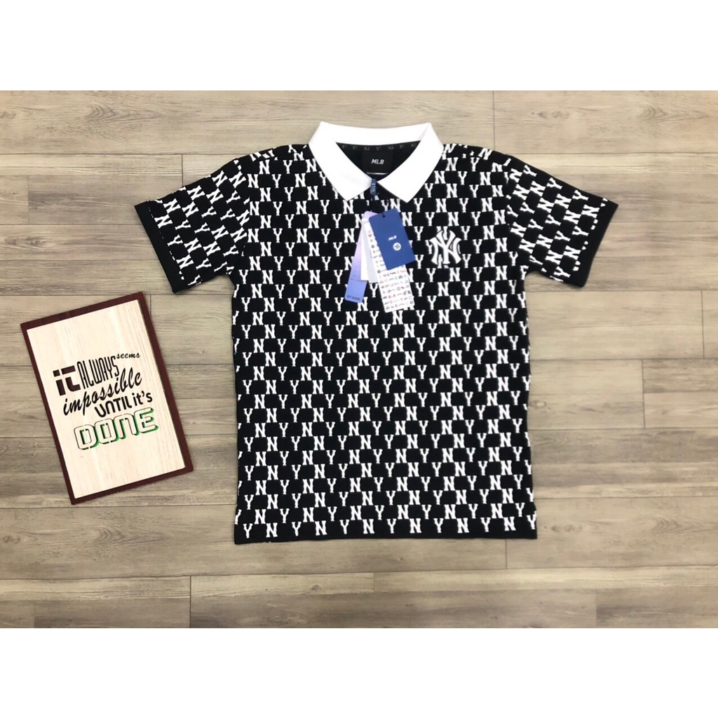 ÁO THUN CỔ BẺ POLO MLB MONOGRAM FULL NY,ÁO POLO NAM NỮ CAO CẤP COTTON ĐANH