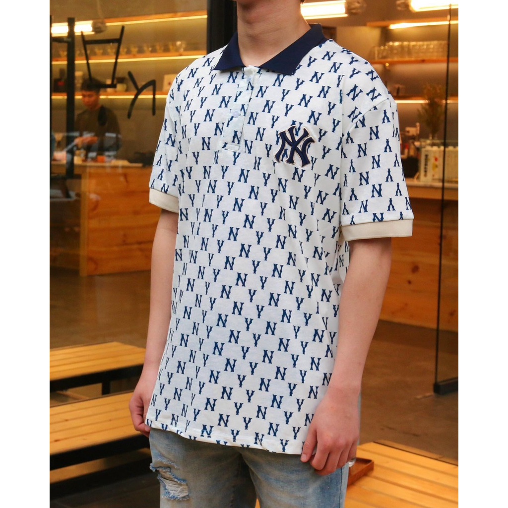 ÁO THUN CỔ BẺ POLO MLB MONOGRAM FULL NY,ÁO POLO NAM NỮ CAO CẤP COTTON ĐANH