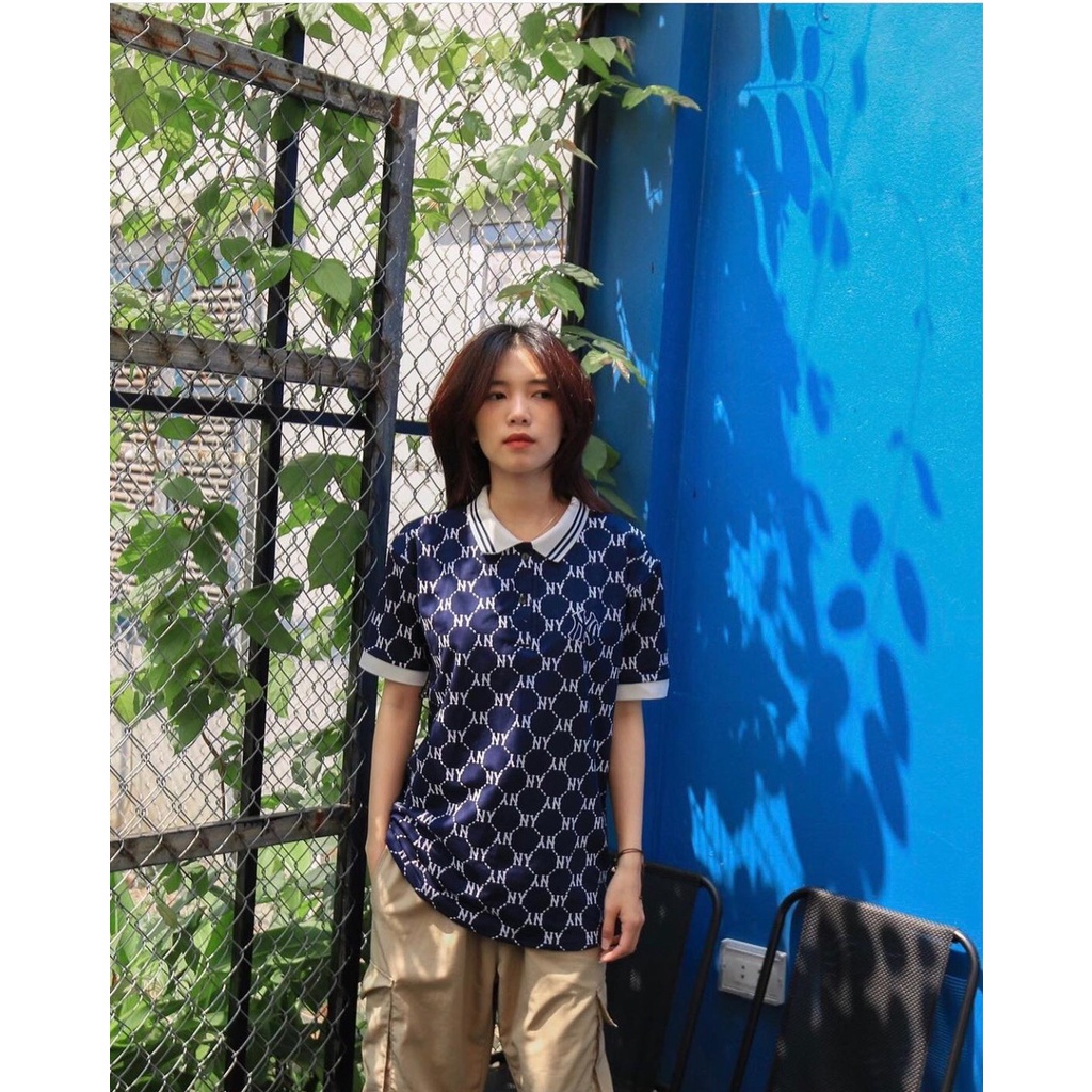 ÁO THUN CỔ BẺ POLO MLB MONOGRAM FULL NY,ÁO POLO NAM NỮ CAO CẤP COTTON ĐANH