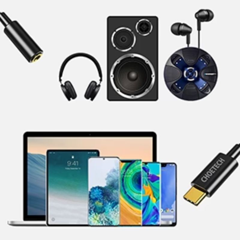 Cáp chuyển đổi USB-C sang 3.5mm Female audio Choetech AUX003–BK